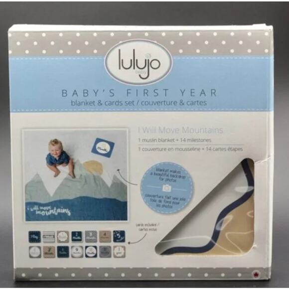 NEW! Lulujo Baby's First Year I Will Move Mountains Blanket & Milestone Cards - Picture 5 of 5